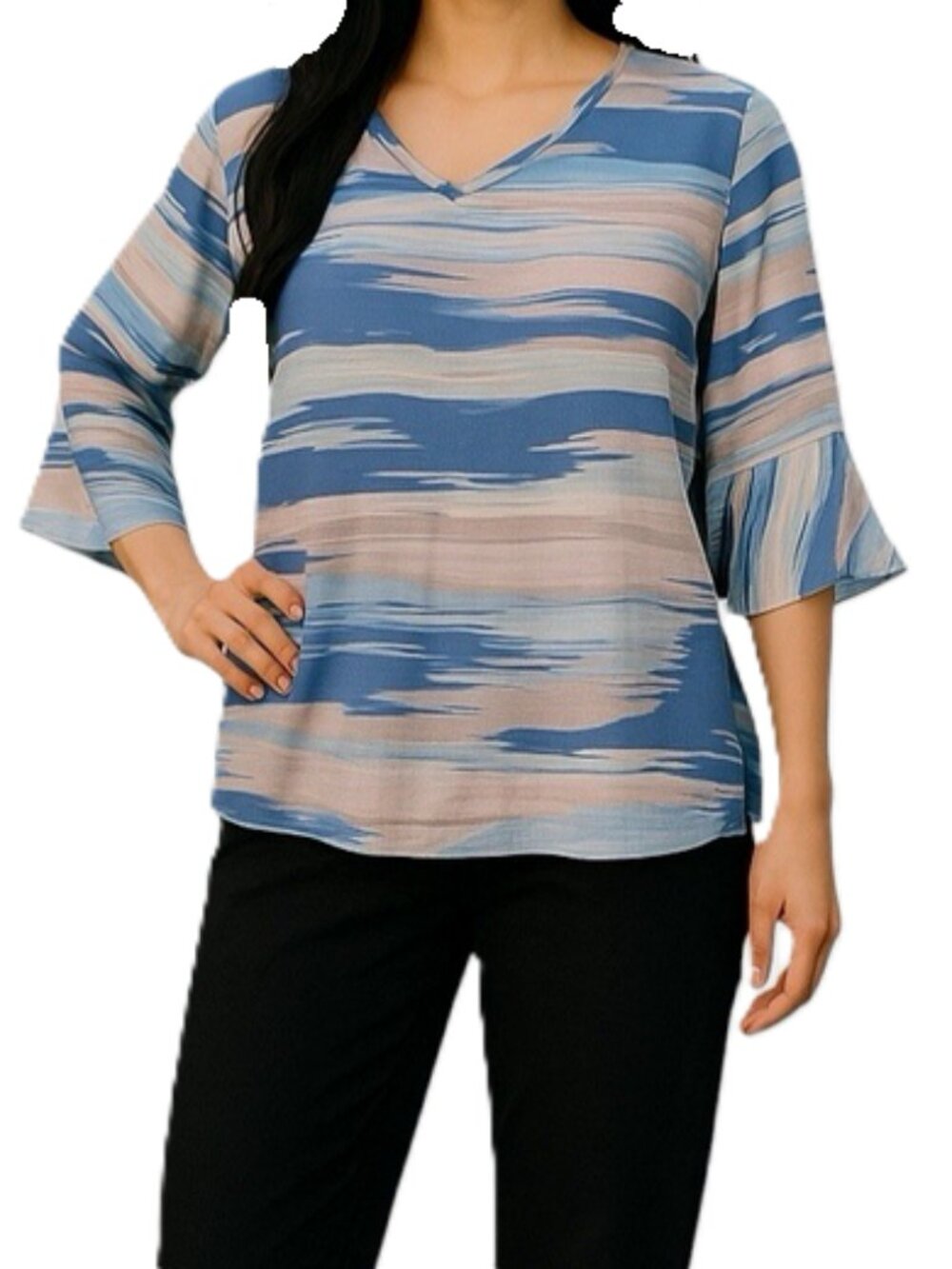 Chicos v-neck flare cuff top size 1